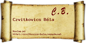 Czvitkovics Béla névjegykártya