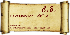 Czvitkovics Béla névjegykártya
